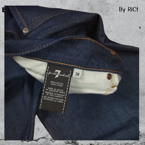 7 For All Mankind Slimmy Men's Jeans Size 38x34 Denim Mid Rise Zip Straight Leg - Picture 8 of 9